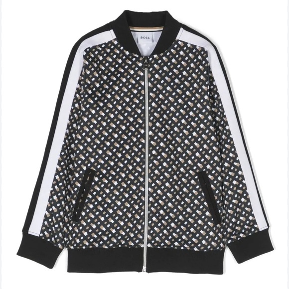 BOSS Kidswear monogram-print BomberJacket